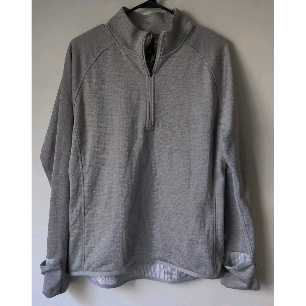 COREIO Gray Performance Pullover with‎ Thumbholes Zip Neck Cuffed Sleeve| Size L